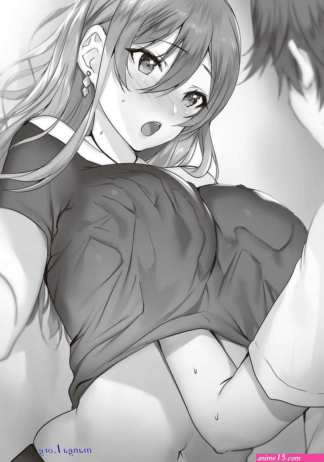 anime manga kissing breast squeeze