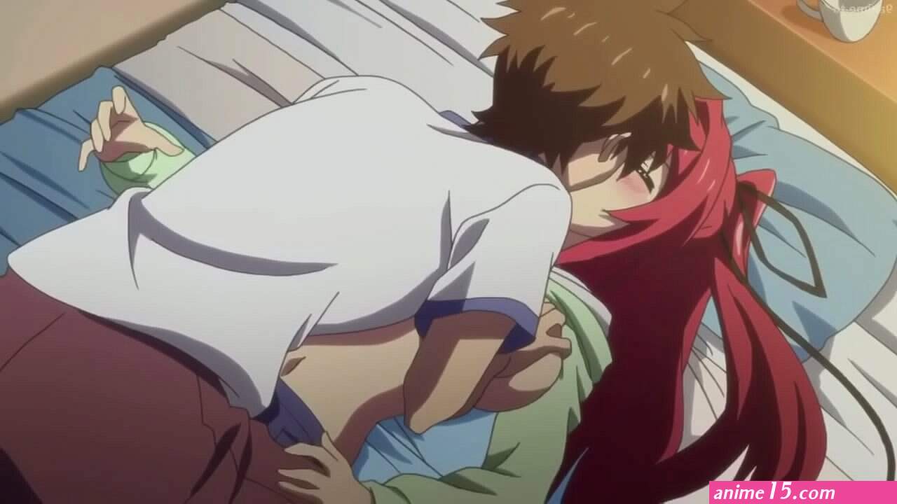 anime manga kissing breast squeeze