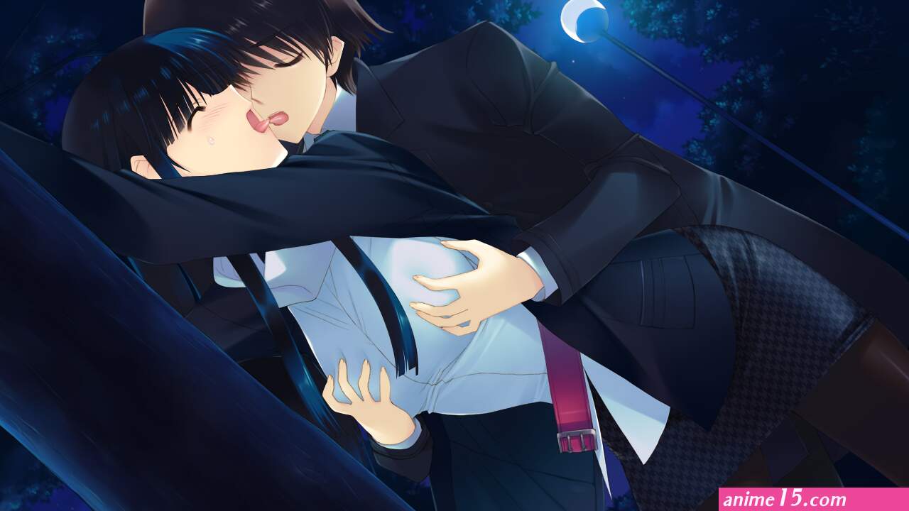 anime manga kissing breast squeeze