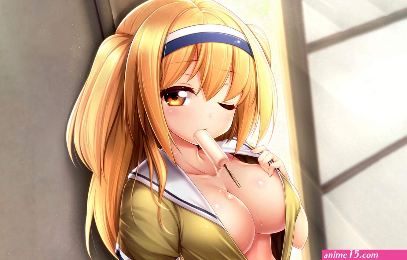 anime blonde breast