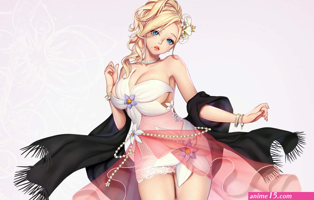 anime blonde breast