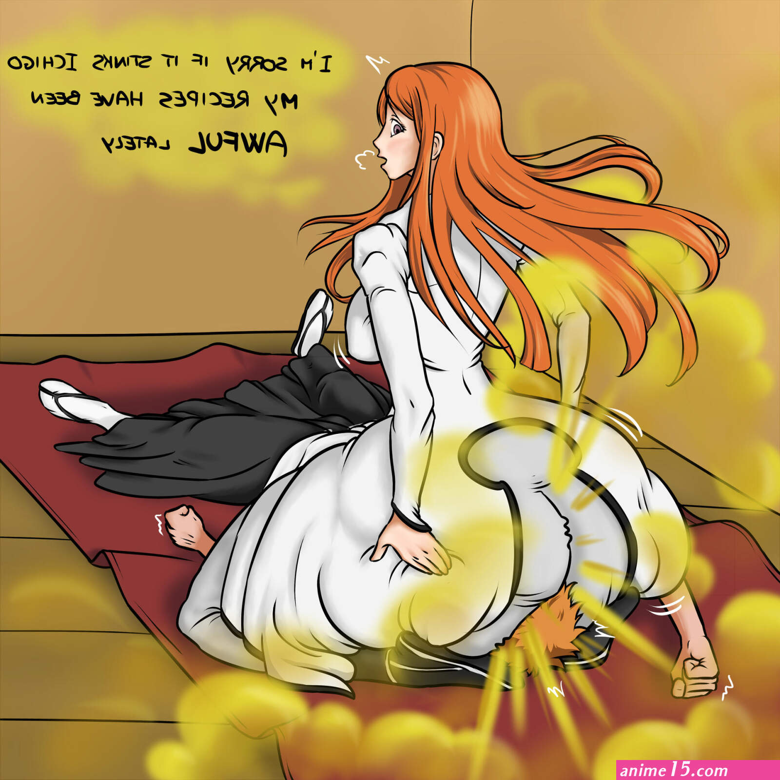 Orihime face farting Ichigo by markemc2 on DeviantArt