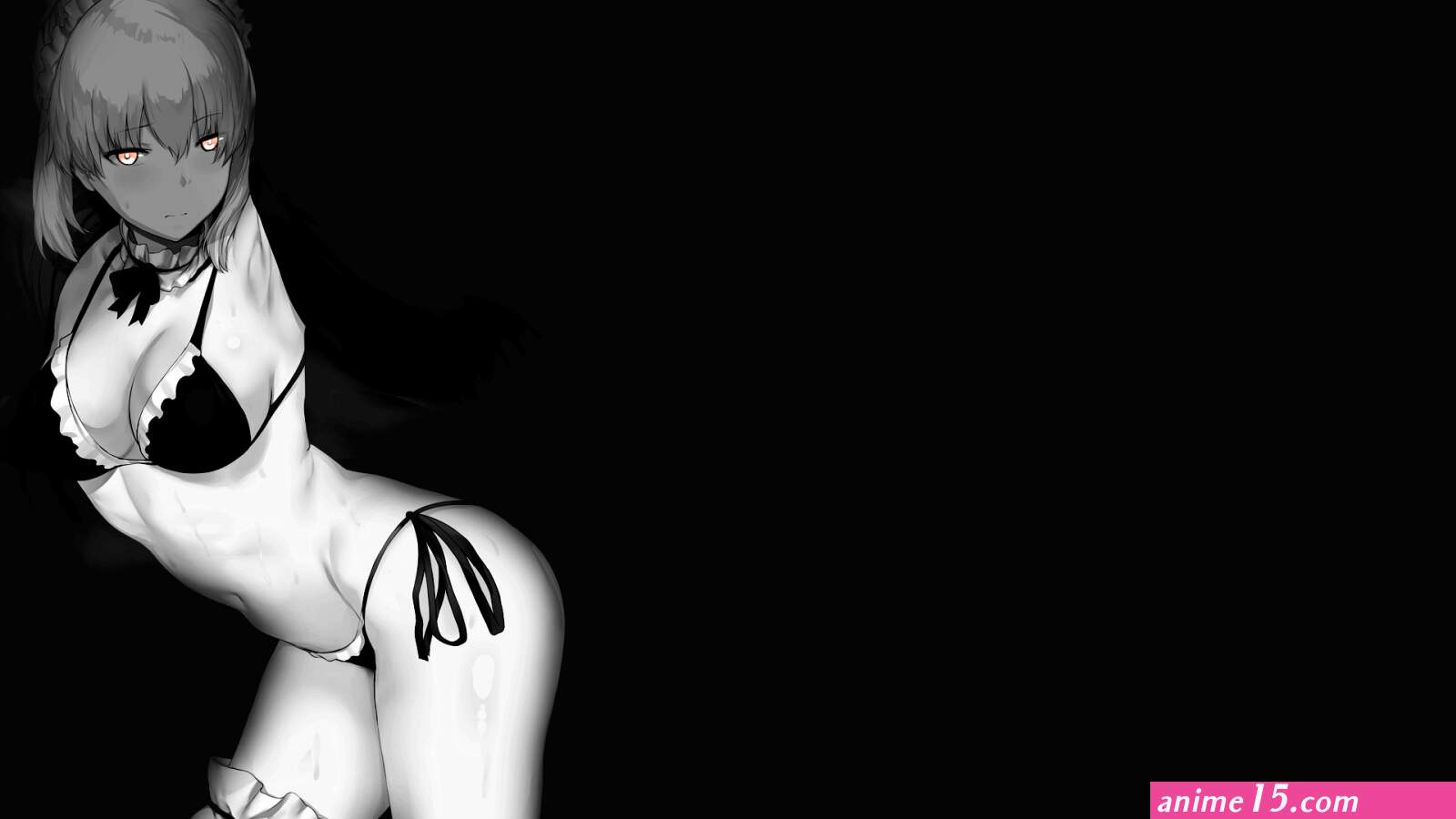 Wallpaper : anime girls illustration fan art manga ecchi boobs night dark background minimalism Saber Fate Stay Night Fate Grand Order Artoria Pendragon Artoria Pendragon Lancer selective coloring monochrome 1920x1080