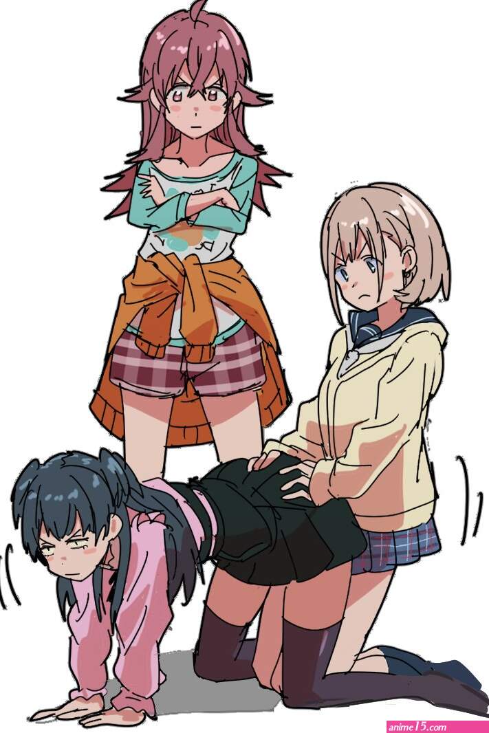 ogasawara komiya kaho mayuzumi fuyuko serizawa asahi idolmaster idolmaster shiny colors 3girls all fours black thighhighs crossed arms dry humping hand on another039s ass humping long sleeves looking at another motion lines