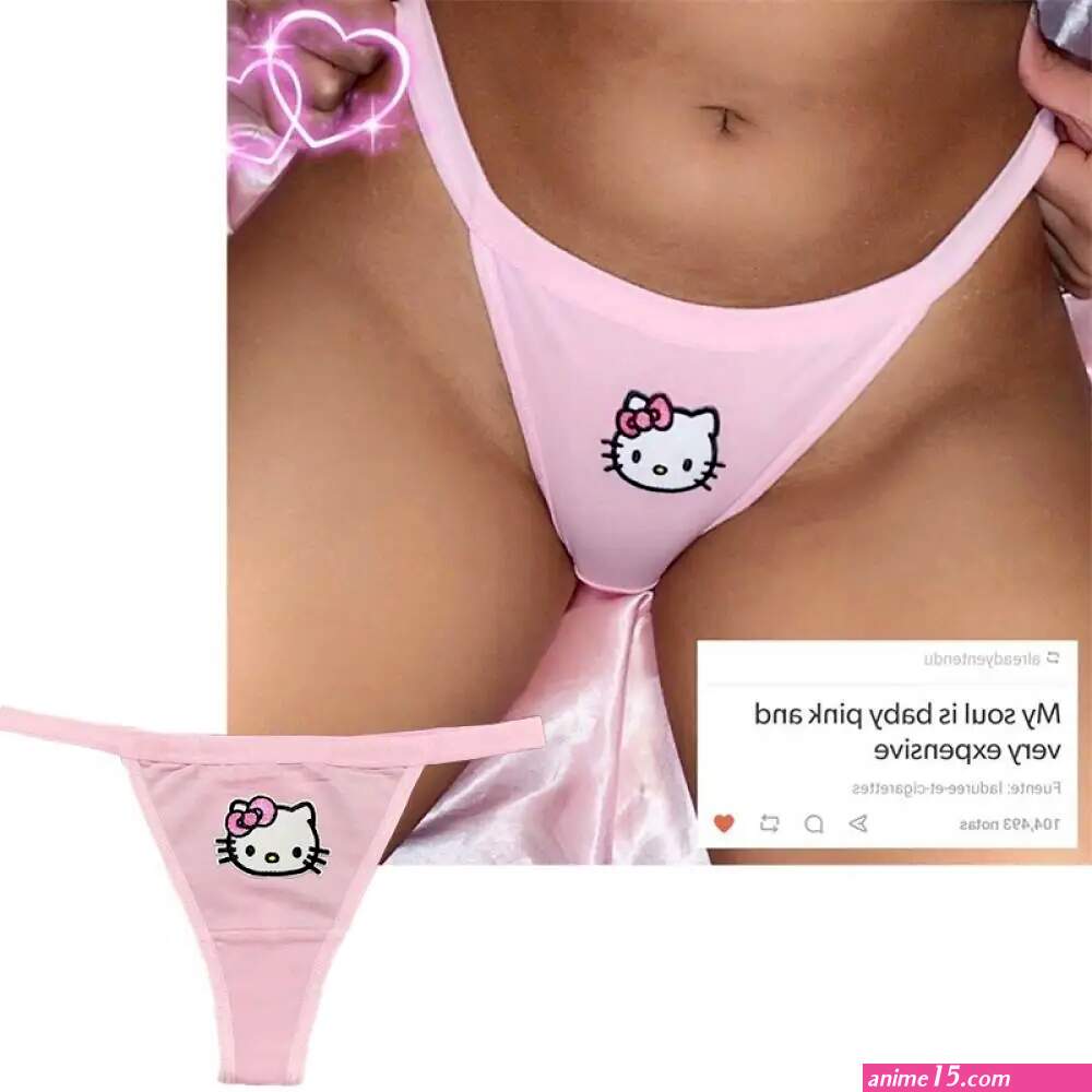 Kawaii Sexy Hello Kitty Girls Thong Panties Anime Ladies Kt Cat Embroidered Cotton Bikini Underpants Soft Breathable Briefs Gift