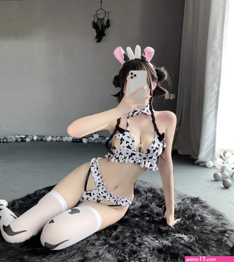 Sexy Anime Cow Maid Costumes Women Sexy Bra And Panty Bikini Swimsuit Kawaii Girl Mini Cow Outfit Pajamas Lingerie Outfits
