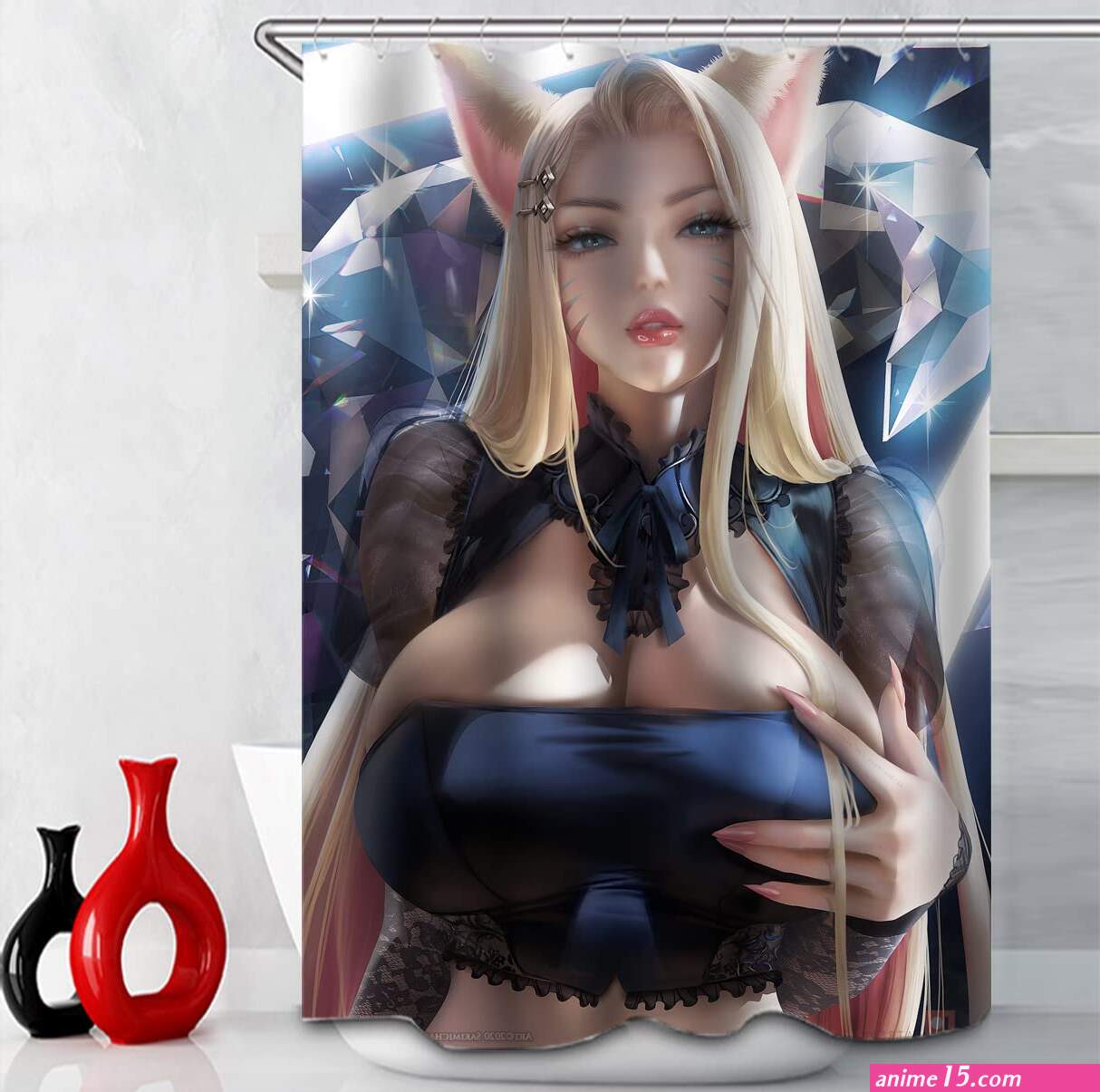 Anime Big Breasts Big Ass Girl Nude Print Cortina de ducha suministros de baño impermeable decoracin de baño con gancho :.mx: Hogar y Cocina