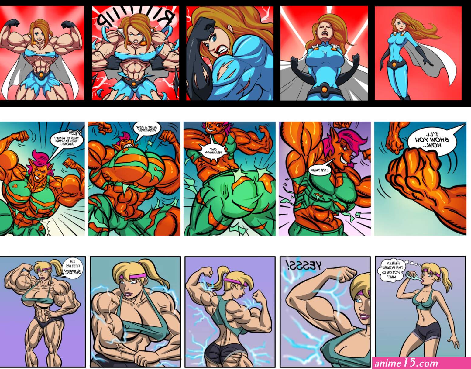 Various Female Muscle Growth mini-comics