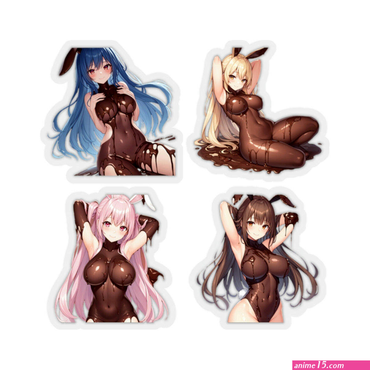Naked Chocolate Bunny Anime Girl Sticker Original Art 1 of 2