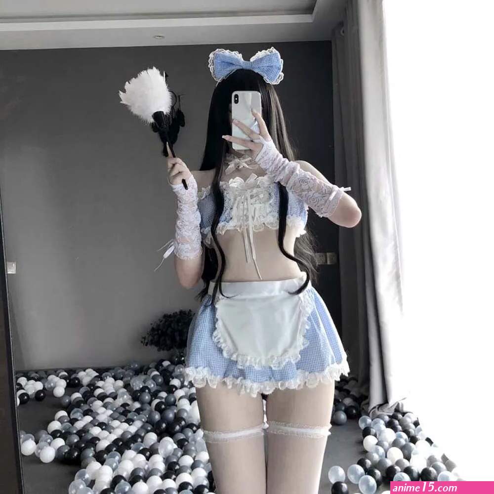 Sexy Anime Cosplay Costumes Kawaii Blue Sexy Maid Outfit Woman Bikini