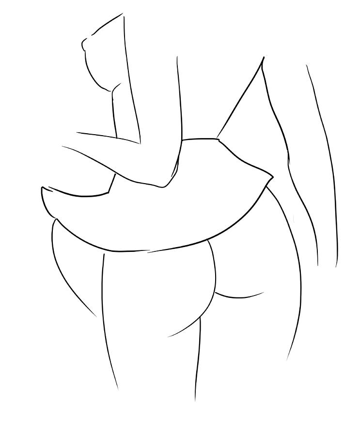 Upskirt Girl Line Art Digital Art by Zocreate