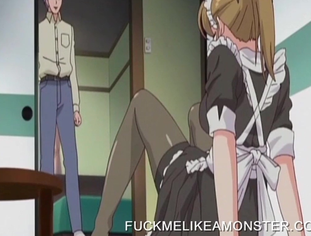 Hentai maid touches her wet pussy and rubs clit to orgasm