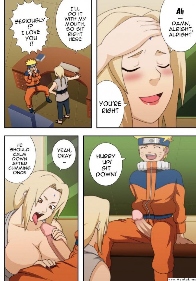 Tsunade and Naruto comics: Tsunade and Naruto are plowing in the office and nearly get unloaded by Shizune!