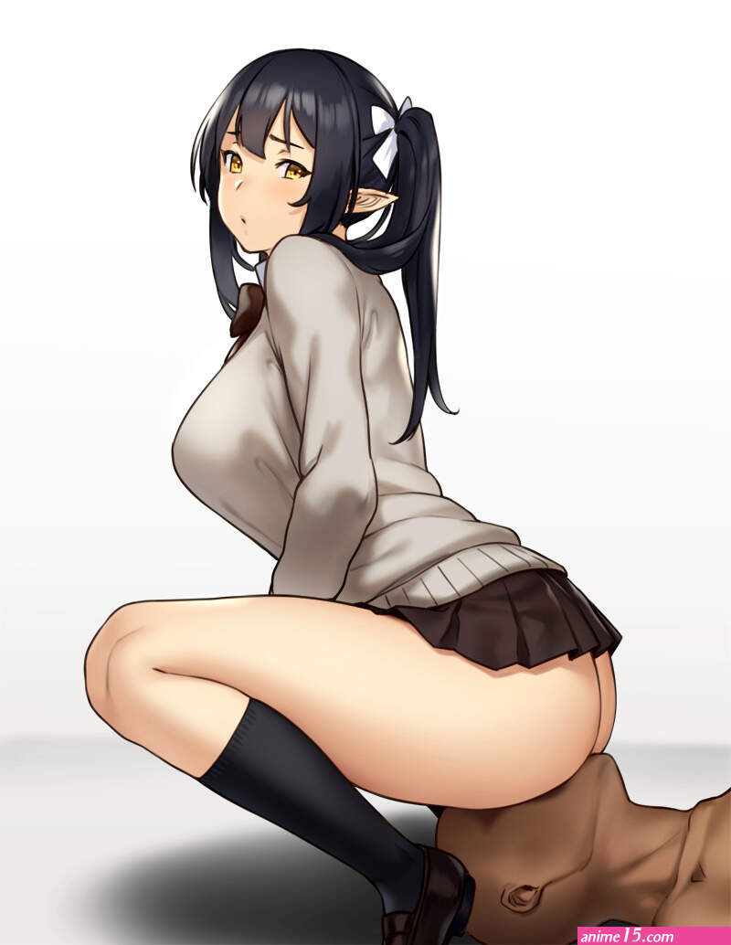 Cute Anime Elf-Girl In Short Skirt Facesitting On Ebony Slave For Her Oral Pleasure