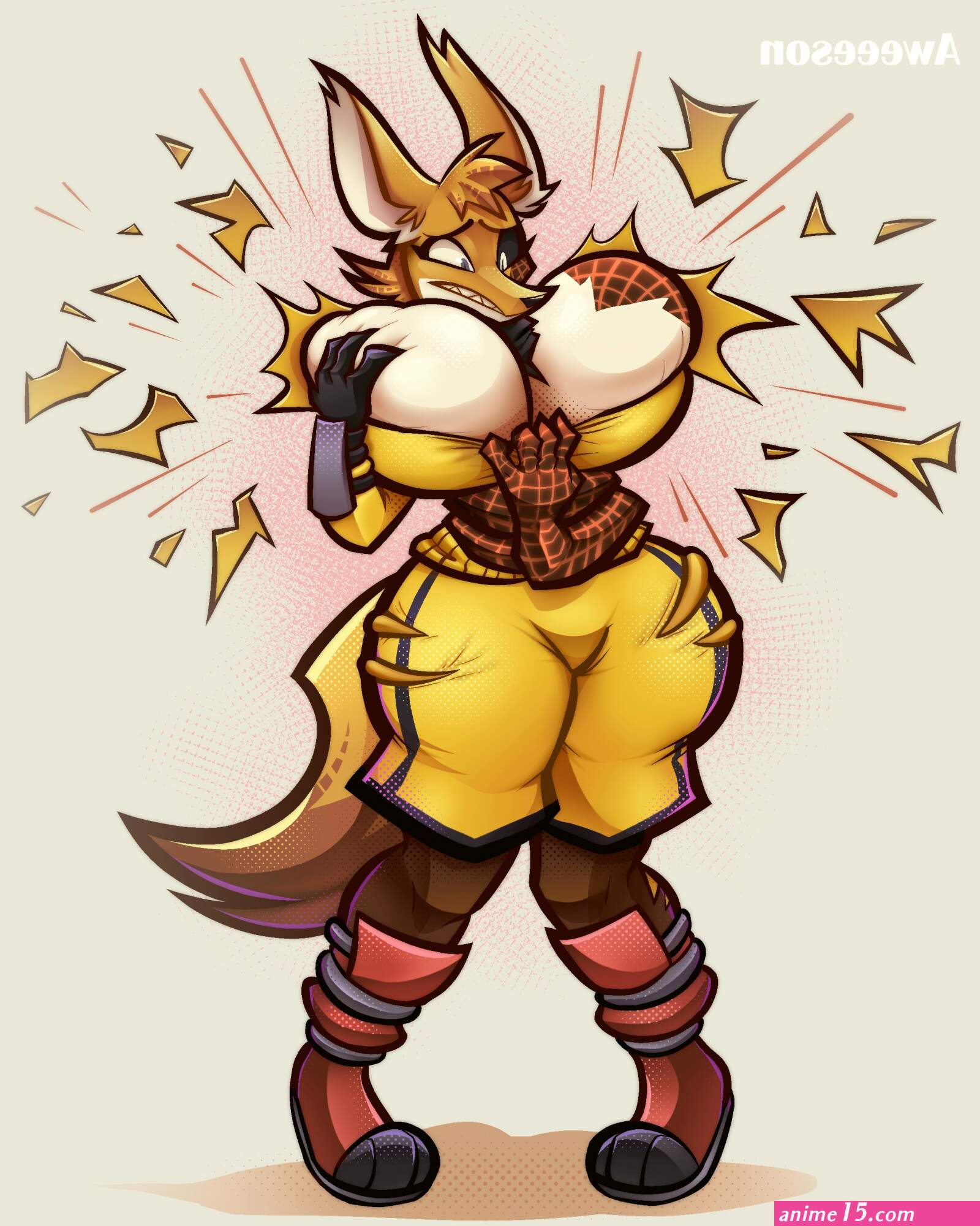 Aweeeson COMMS OPEN! on X: Fetish w: Breast expansion Casually explodes your clothes furry pinup nsfw lewd