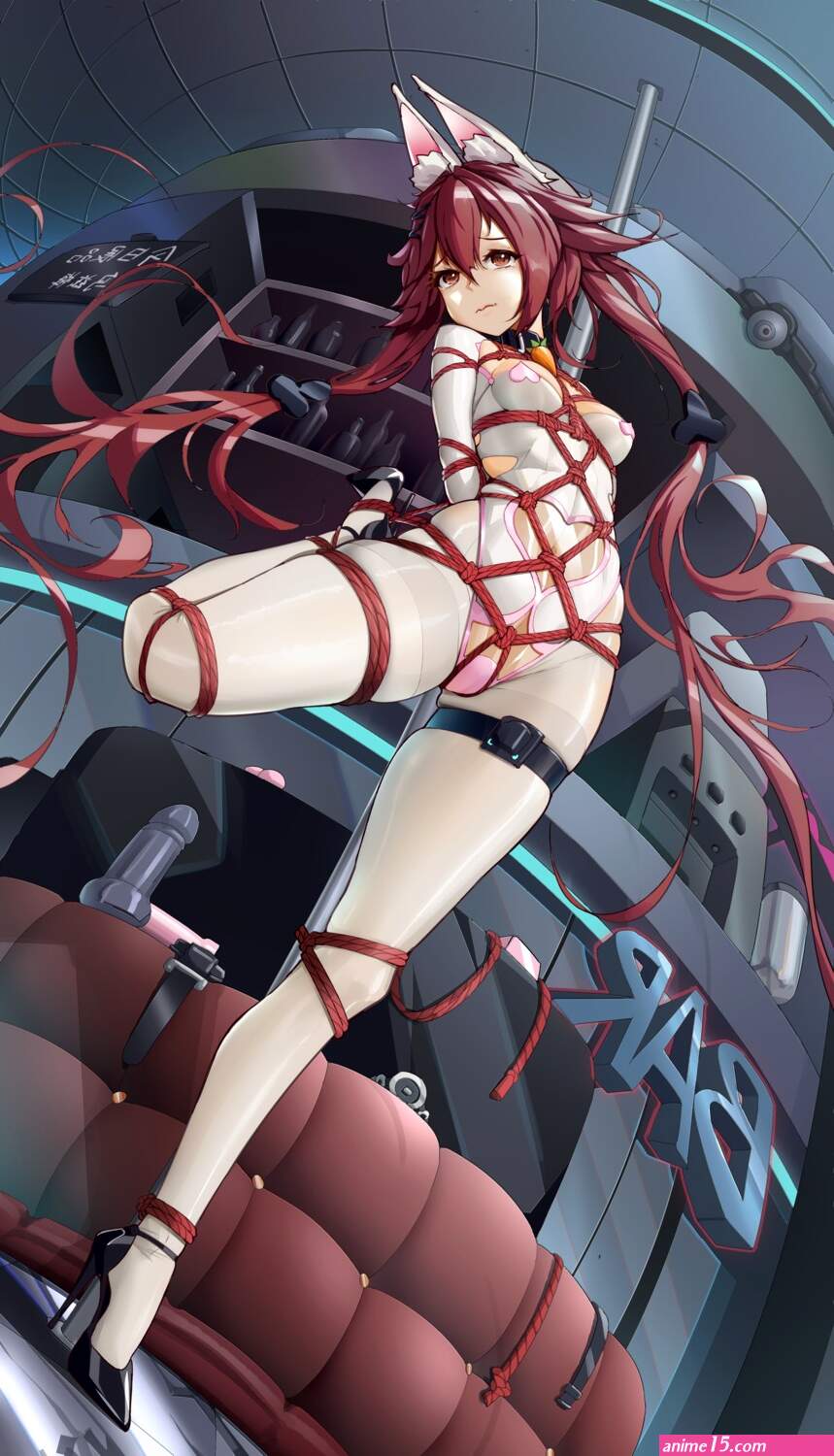 hd-hlh-3h shinjigen game neptune vii tennouboshi uzume animal ears bondage garter heels leotard pantyhose