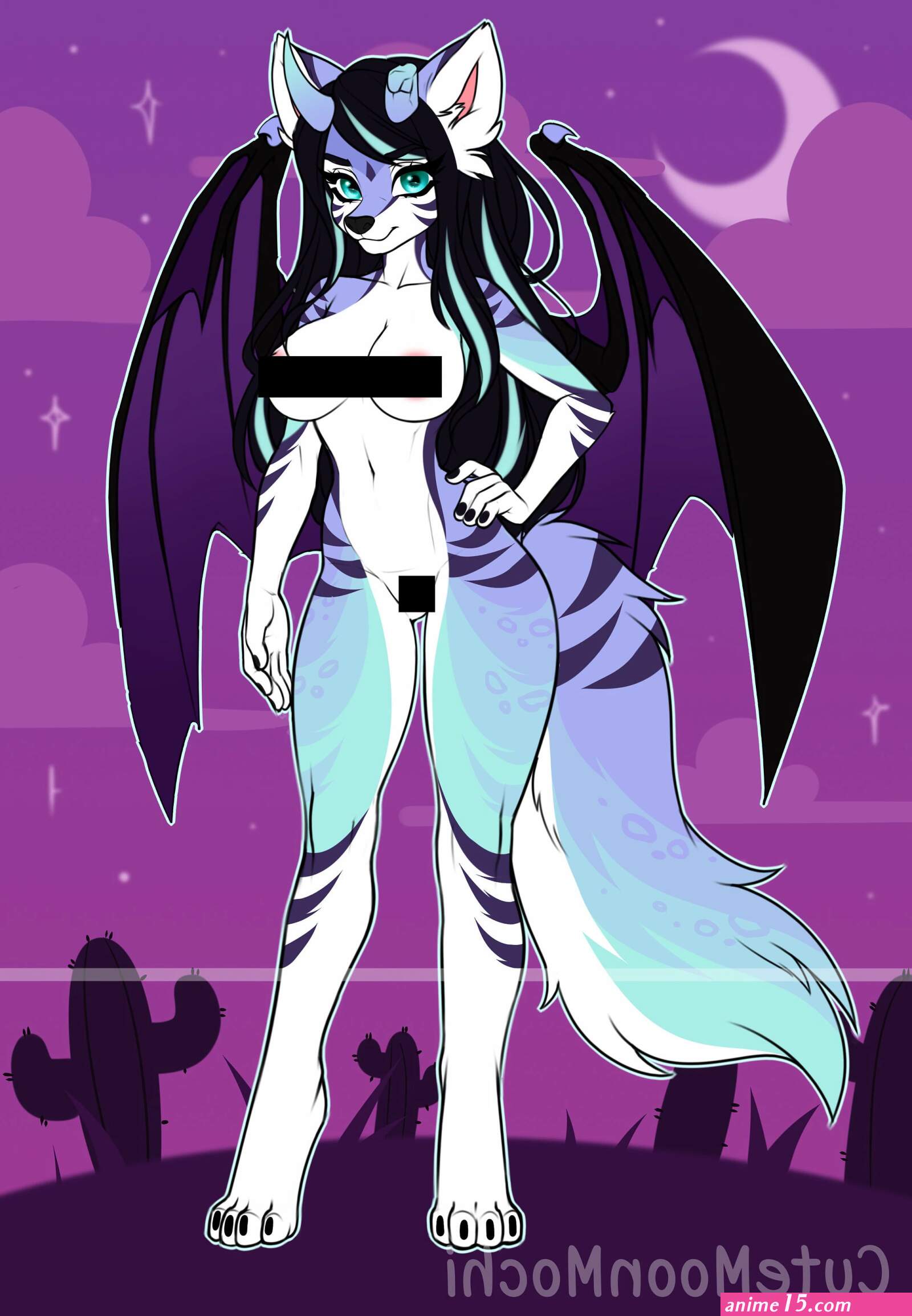 NSFW Anthro Demon Fursona Canine Female Adopt Furry Character Reference ref Sheet