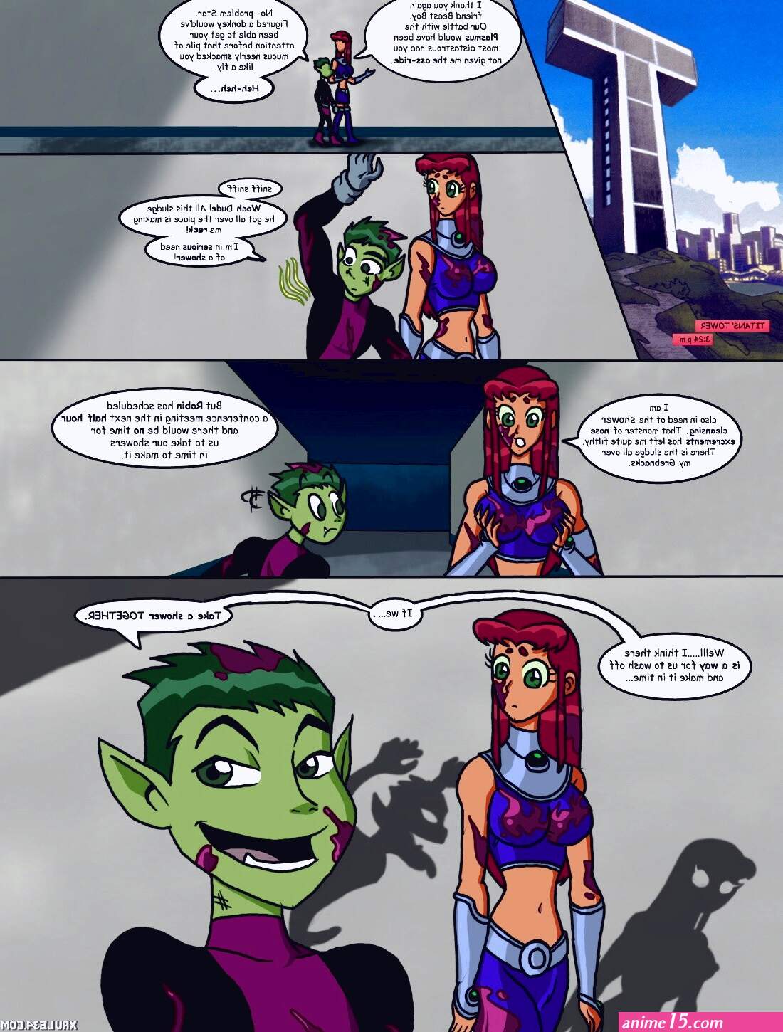 Starfires Shared Shower porn comic