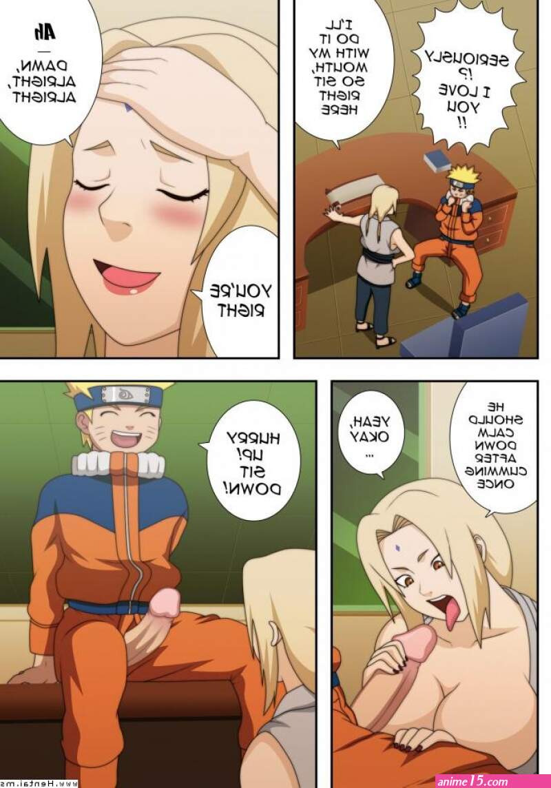 Tsunade and Naruto comics: Tsunade and Naruto are plowing in the office and nearly get unloaded by Shizune!