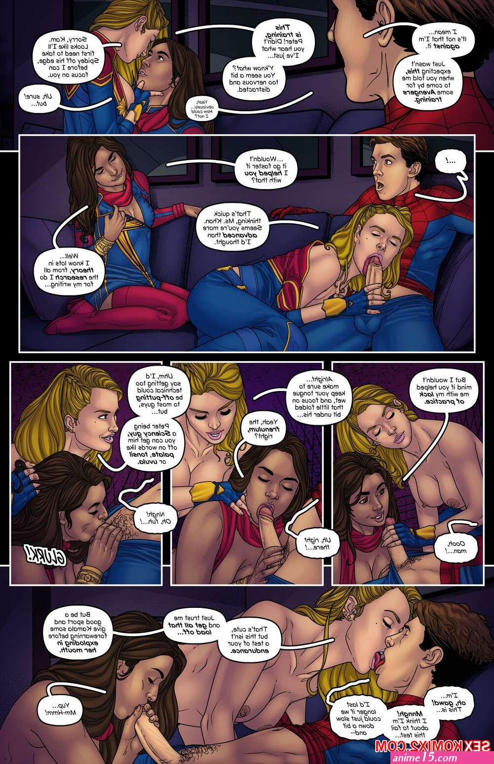 Porn comic Marvelous. Chapter 1. Captain Marvel SpiderMan. Tracy Scops. Sex comic babes were very