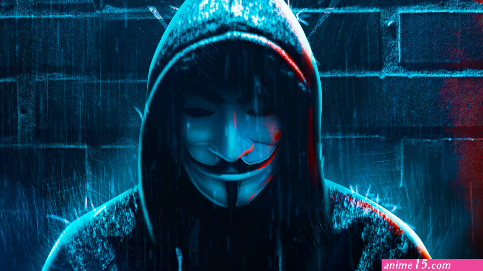 Download 64k Ultra HD Hacker Mask Blue Wallpaper