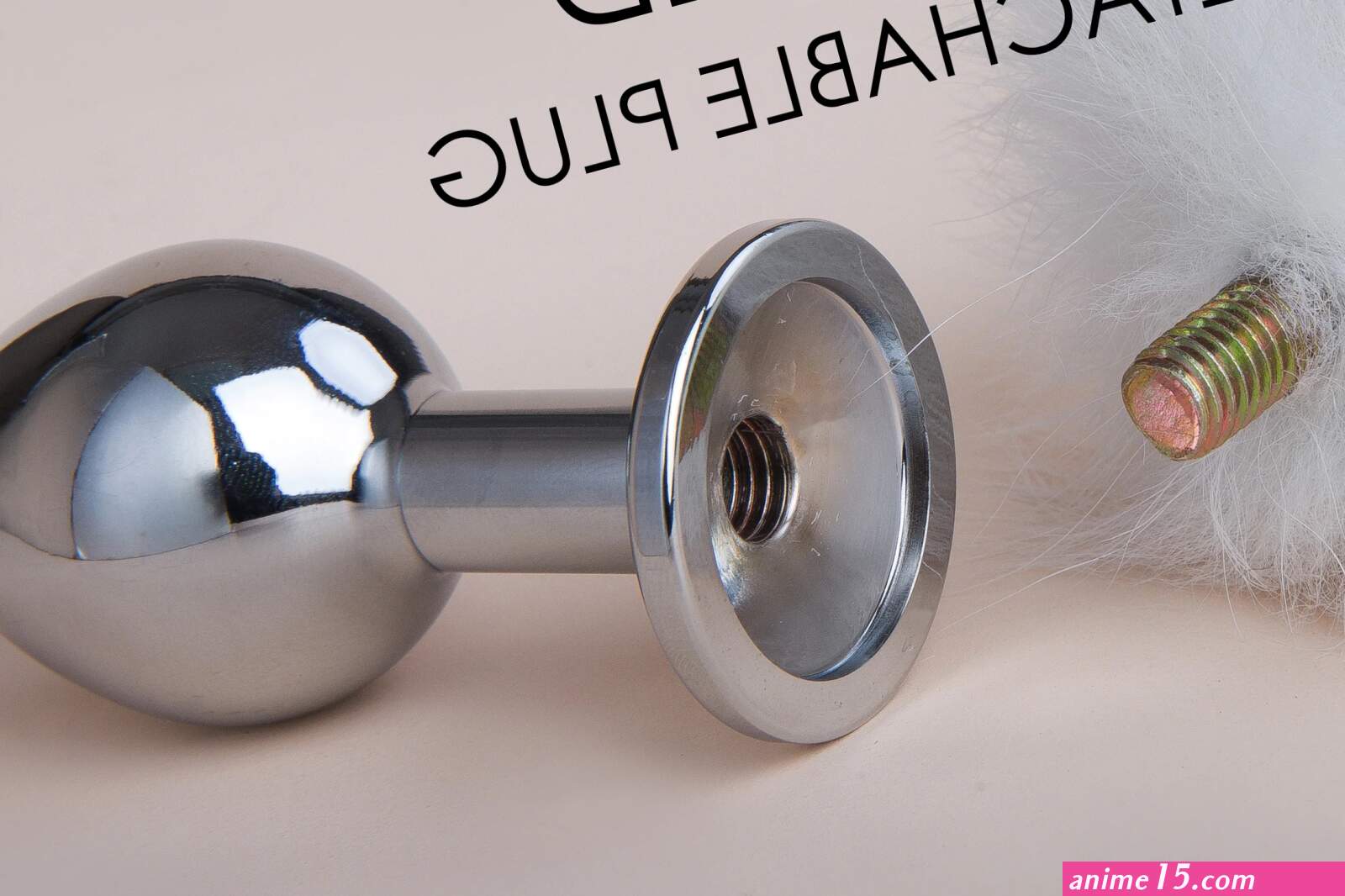 gray and white bunny tail butt plug tail deer tail plug kitten rabbit