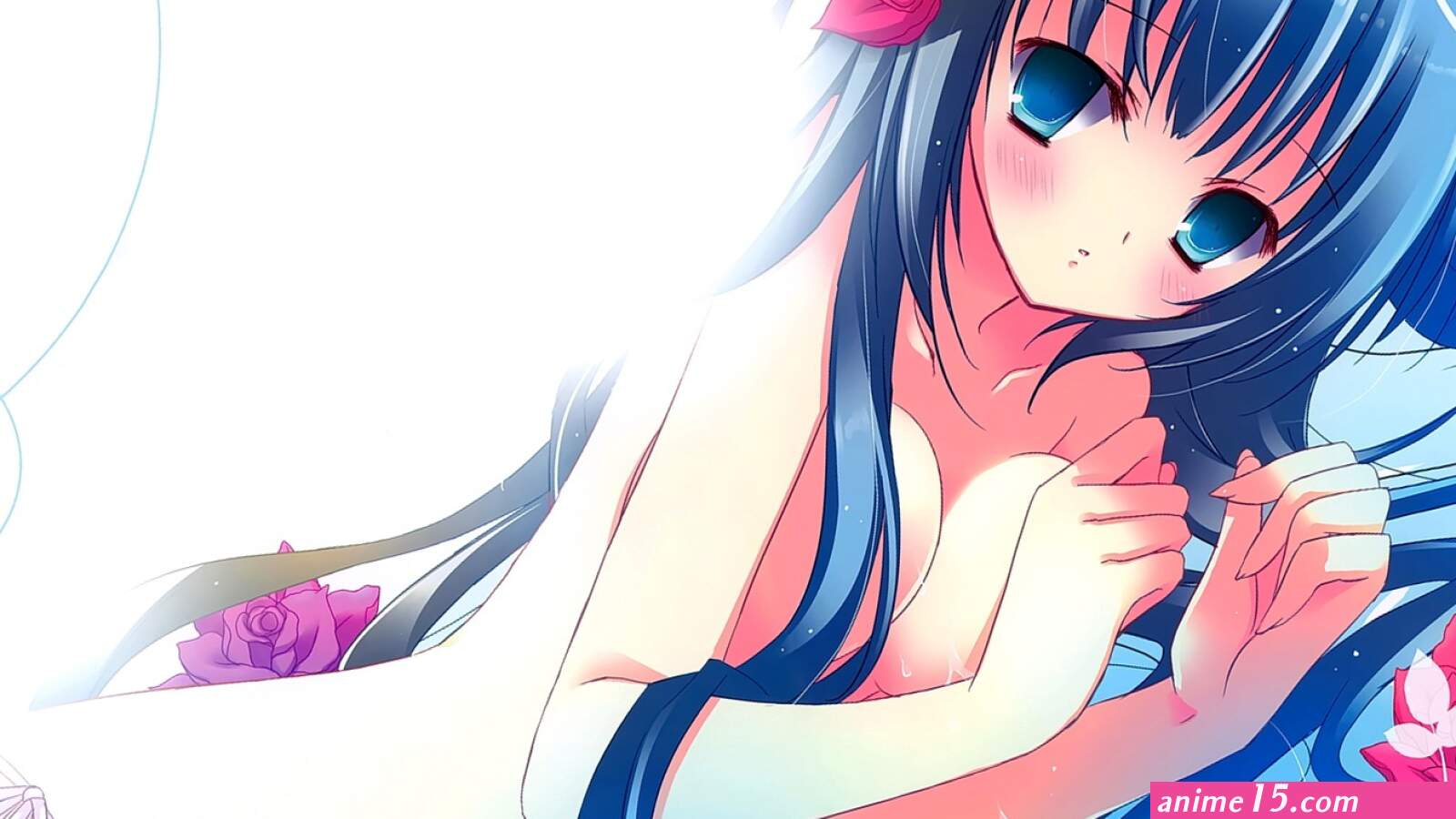 original characters anime anime girls flowers nude