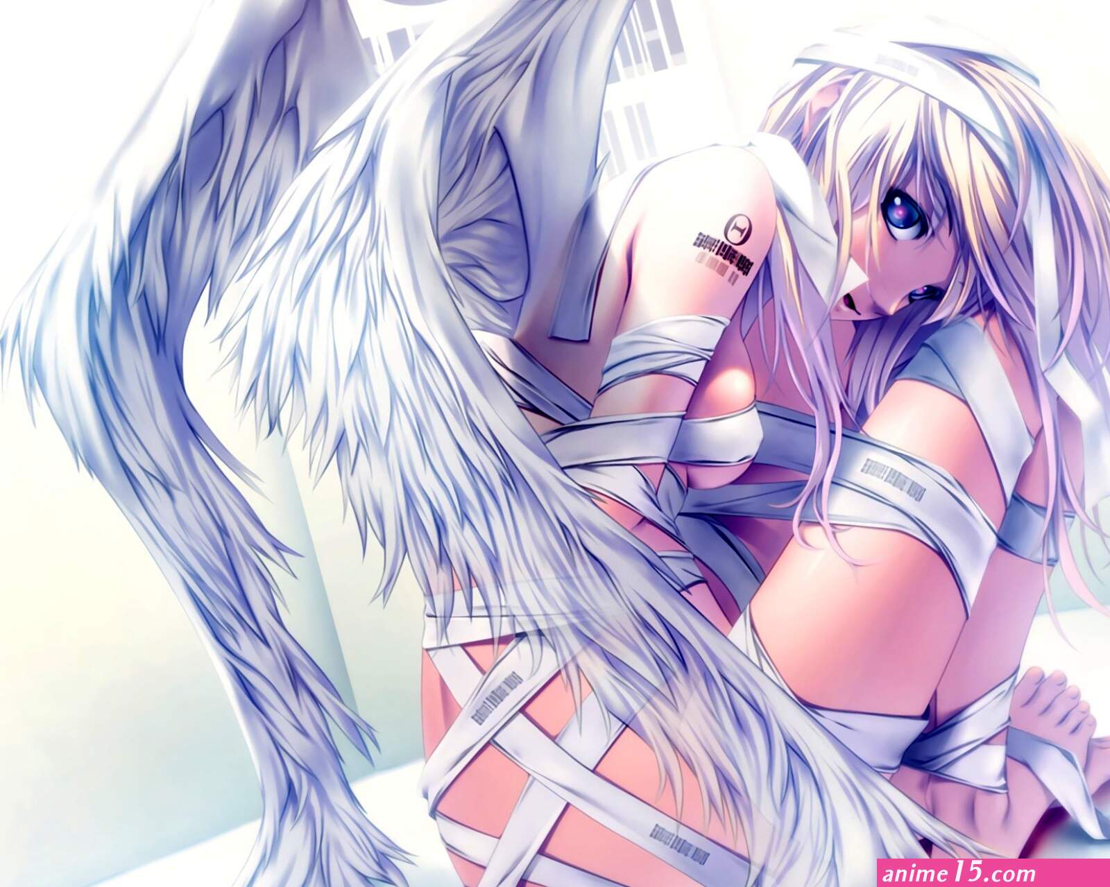 original characters wings anime girls anime nude long hair