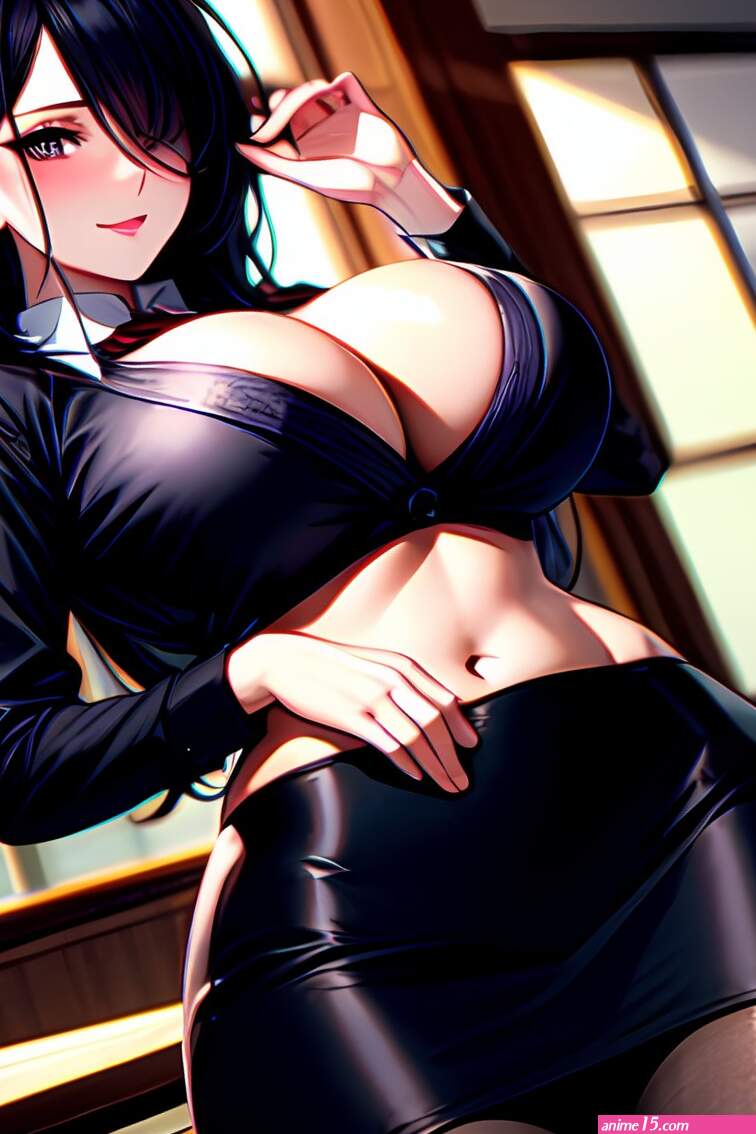 hair over one eye big boobs