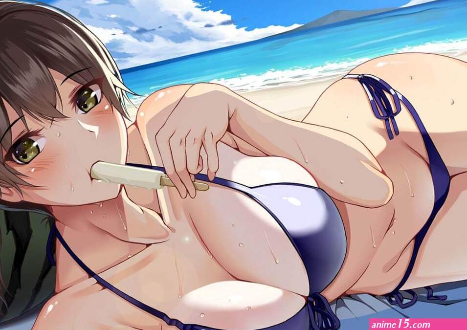 Hot Big Boobs Anime Girl Undressing Swimsuit