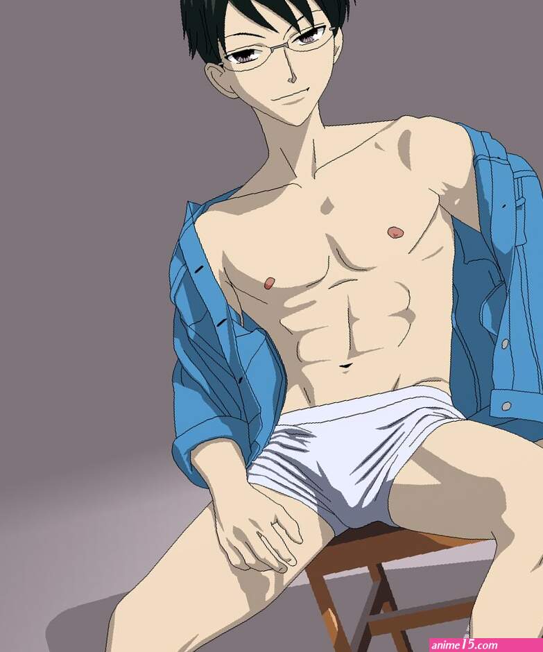 Sexyanimes on X: hot anime boy boys OuranHighSchoolHostClub school muscle muscles teen glasses abs underwear posing sexy sitting LegsSpread nipples bishiounen