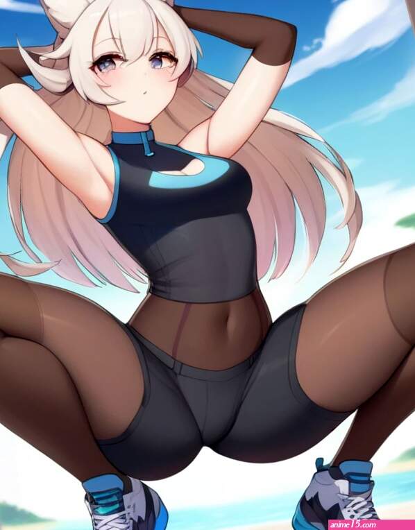 anime girl squat legs spread