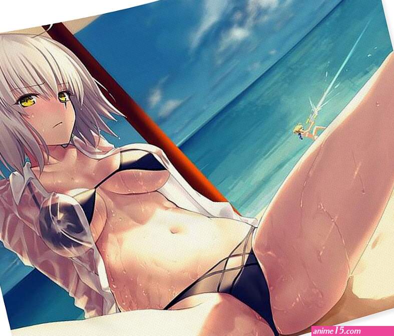 Super Hot Hentai Girl In Bikini Relaxing On Beach With Spread Legs Ultra HD Tapestry by Hi Res