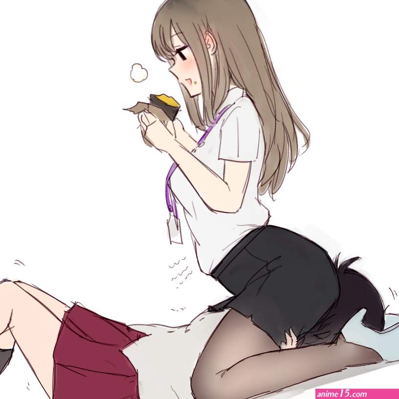 13o original food request 2girls brown hair food holding holding food lanyard lying multiple girls on back pantyhose parted lips sitting sitting on face sitting on person stomach growling yuri