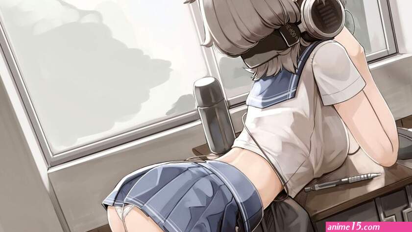 Anime girls schoolgirl school uniform bent over panties Playmat Gaming Mat Desk