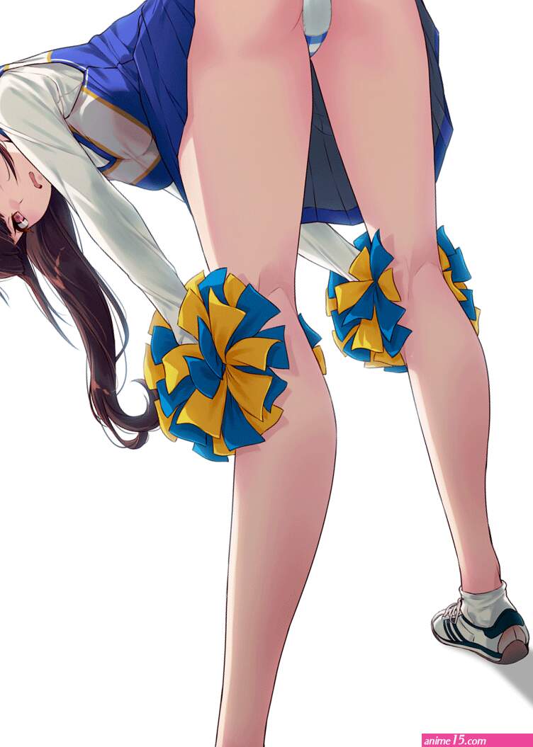 ass bent over standing women legs thighs long hair brunette looking at viewer anime girls anime pompon white panties simple background white background sneakers panties white underwear underwear