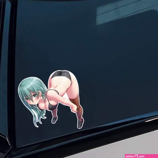 waterproof anime girl car decal long haired bending