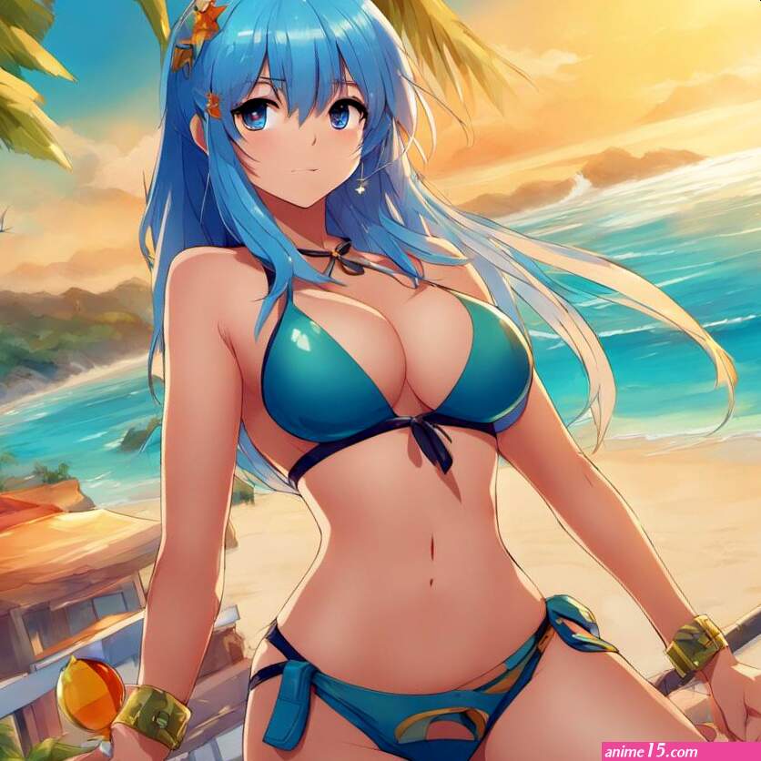 Anime Girl Sexy Big Tits In Bikini Beach Blue by gygct on DeviantArt