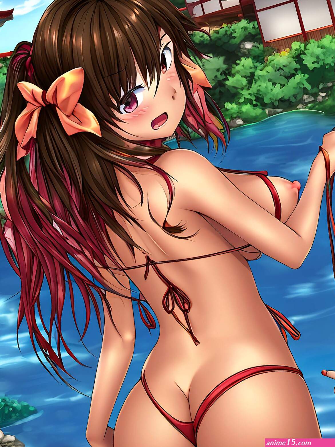 Porn image of standing black hair lycra big cock anime river bikini created by AI