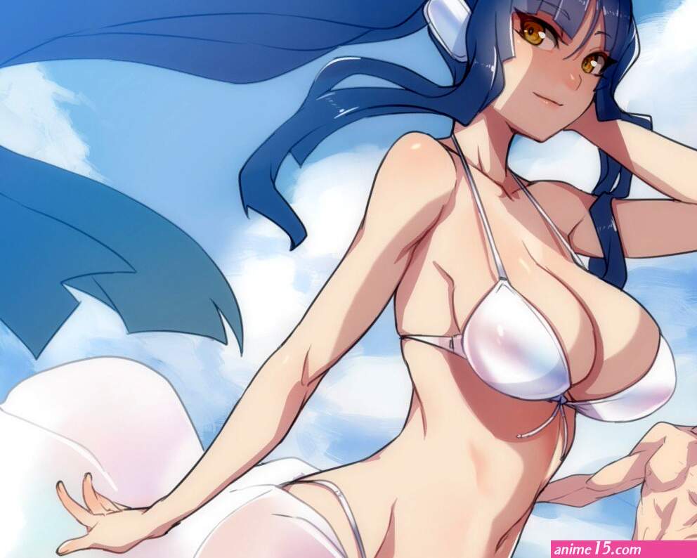 RandomBoard on X: wallpaper ass big boobs women looking at viewer blue hair anime girls Tokyo Necro anime ecchi bikini Gijou Mitsumi