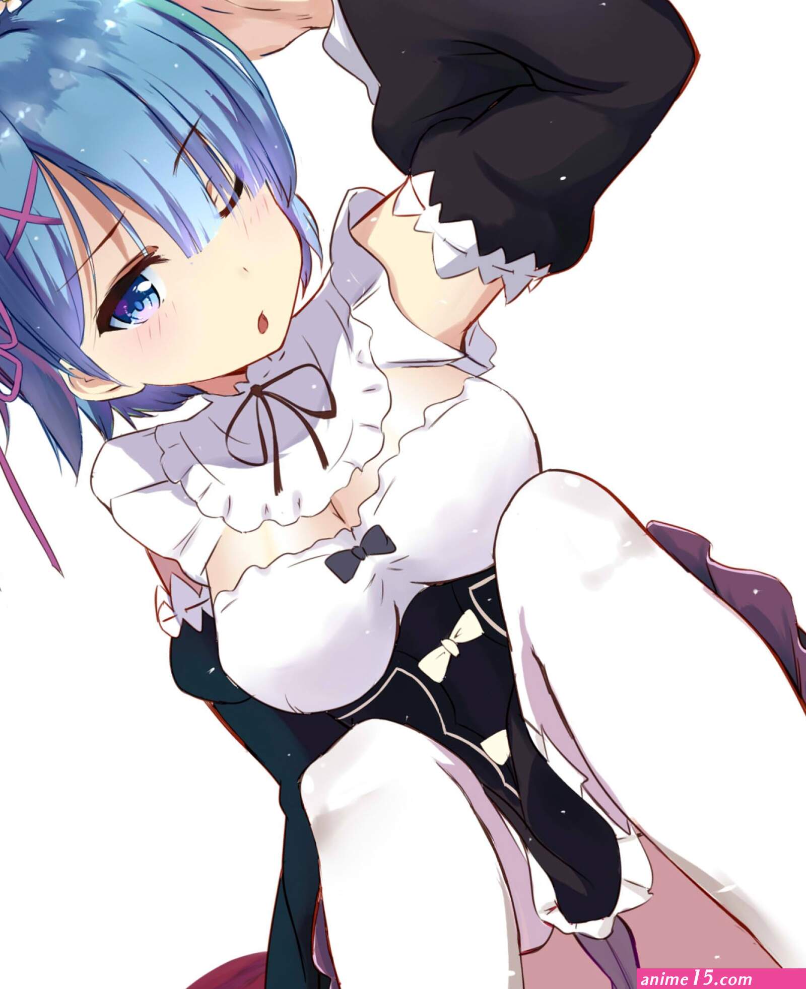 Wallpaper : illustration anime girls blue hair artwork big boobs cartoon Re Zero Kara Hajimeru Isekai Seikatsu Rem Re Zero black hair thigh highs mangaka 1710x2100