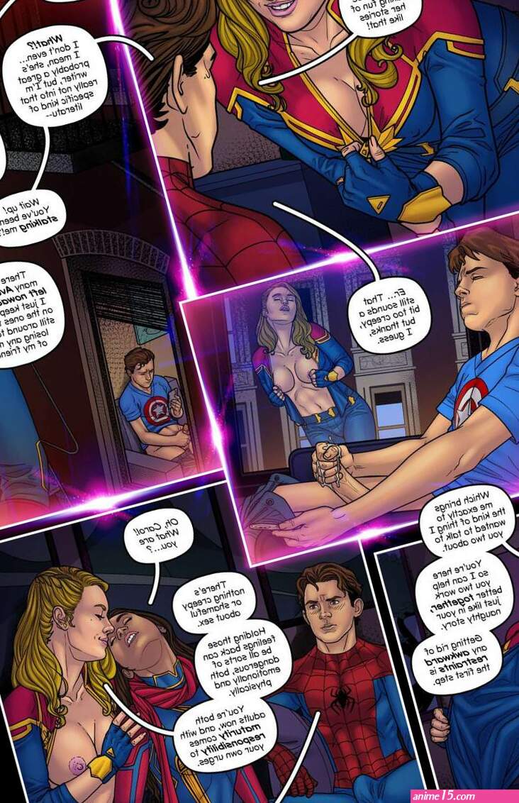 Porn comic Marvelous. Chapter 1. Captain Marvel SpiderMan. Tracy Scops. Sex comic babes were very