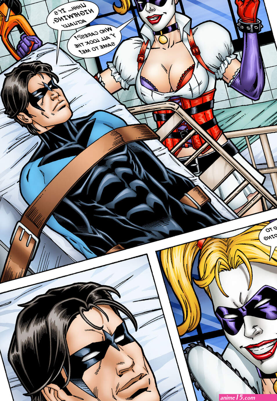 Batman and Nightwing discipline Harley Quinn Batman Leandro Comics Porn Comic
