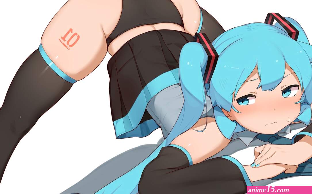 abmayo aqua eyes aqua hair ass hatsune miku panties parody spread legs thighhighs twintails underwear vocaloid