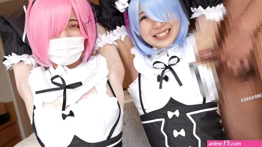 Japanese girls gives a guy an armpitjob and handjob with anime cosplay.
