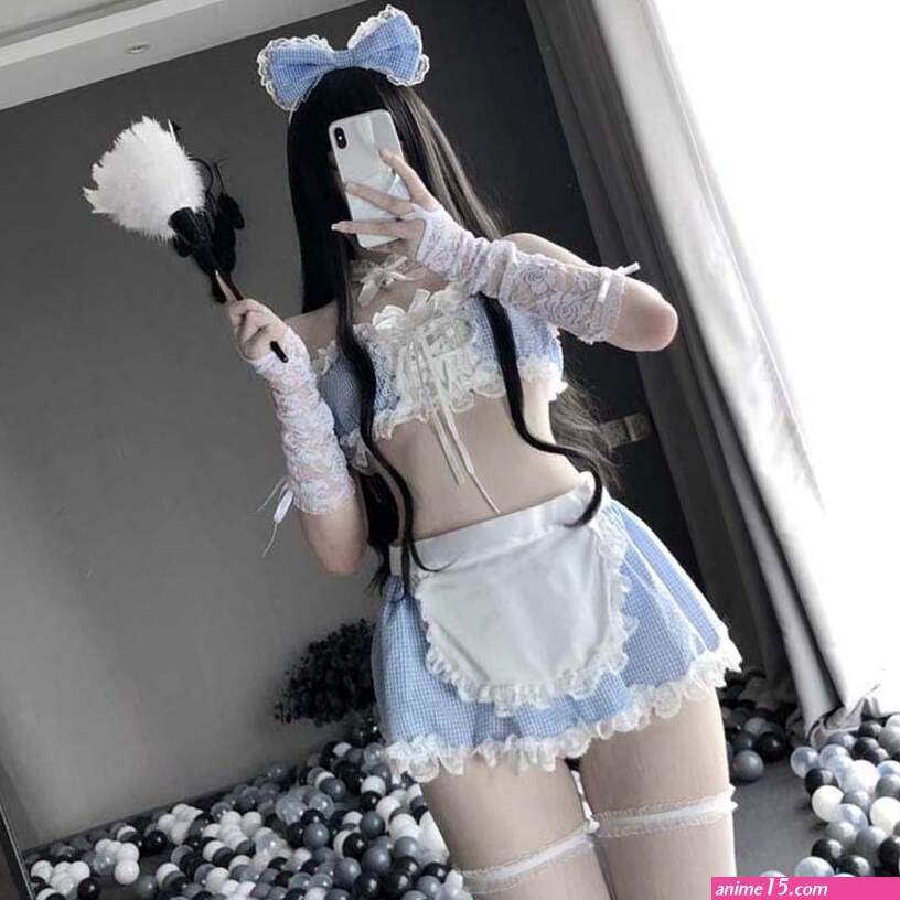 Sexy Anime Cosplay Costumes Kawaii Blue Sexy Maid Outfit Woman Bikini