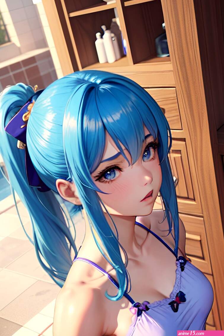 Anime Muscular Small Tits 60s Age Orgasm Face Blue Hair Ponytail Hair Style Light Skin 3d Changing Room Side View Bathing Pajamas 3668992563243783591