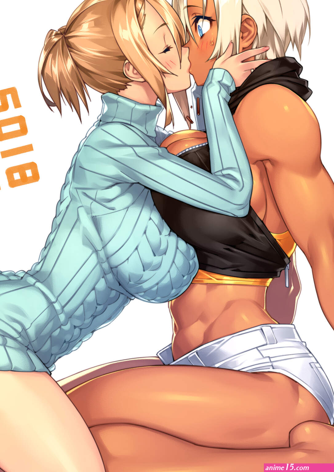 Real XXIII boobs on boobs huge breasts anime girls anime kissing yuri boobs