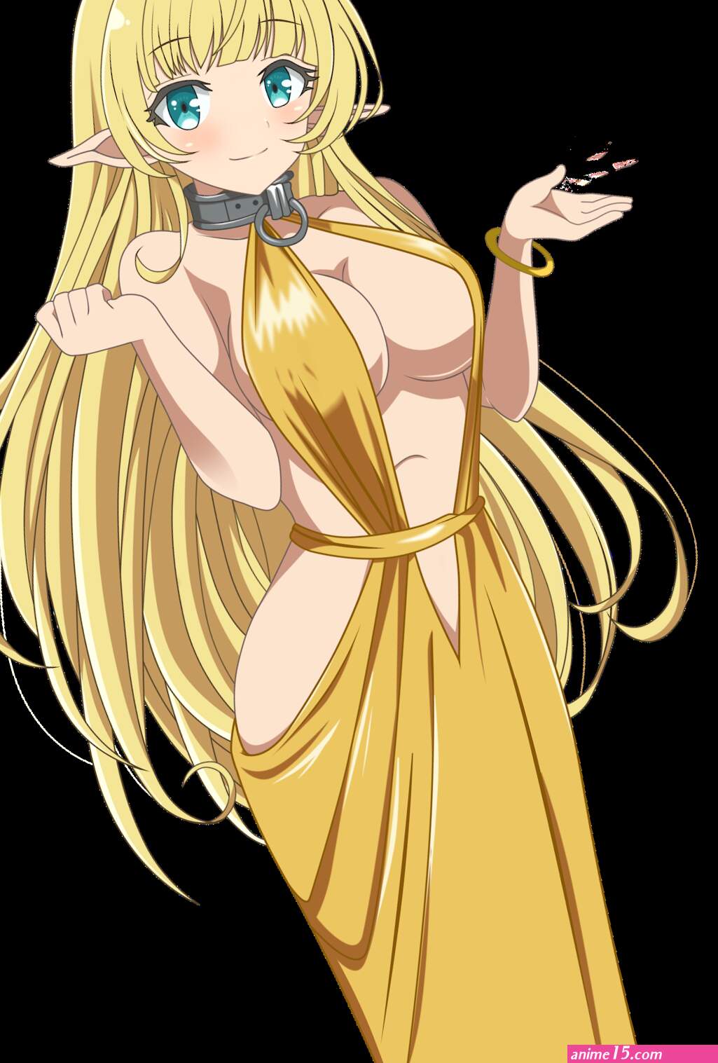 Isekai Maou:Shera L Greenwood Hyper Sexy Golden Dress HD Vector