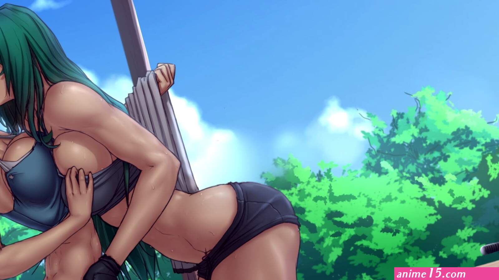 Wallpaper : anime girls ass Touhou big boobs black hair cleavage Kochiya Sanae kissing yuri lesbians swimwear clothing Tatara Kogasa leg muscle screenshot undergarment 2560x1440